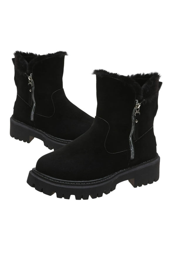 Casual Winter Snowboots For Women Waterproof Ankle Booties For Women Plush Lined Side Zipper Plush Warm Suede Non-Slip Walking Comfortable Outdoor Womens Boots