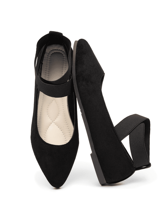 Casual Women's Ballet Flats Shoes Ankle Elastic Criss-Cross Ballet Dress Shoes for Women Pointed Toe Ballet Flat Shoes