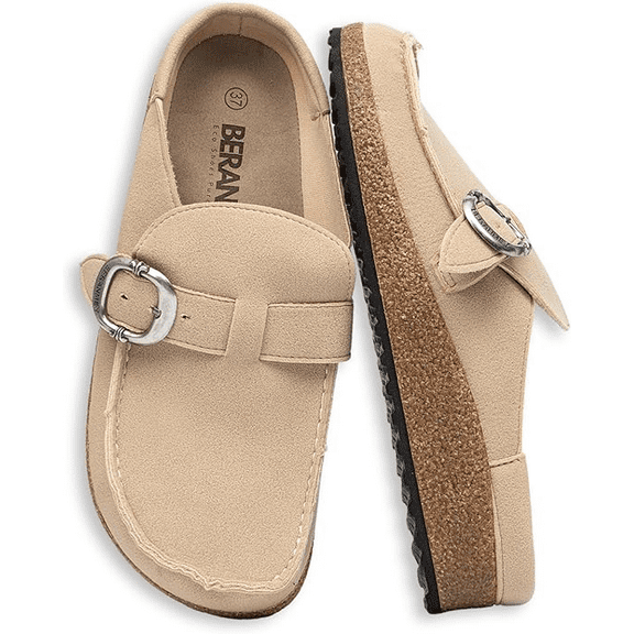 BERANMEY Casual Women's Mules & Clogs Slip-On Memory Foam Cloud Mules for Womens Mens with Non-Slip Sole Indoor/Outdoor Comfort Supportive Cork Sole Mules for Women 2025