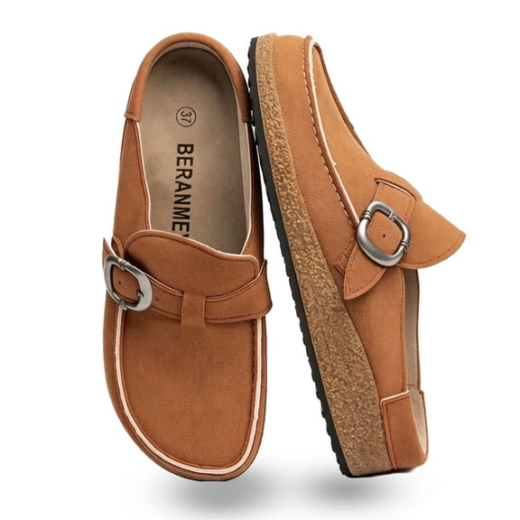 BERANMEY Casual Women's Mules & Clogs Slip-On Memory Foam Cloud Mules for Womens Mens with Non-Slip Sole Indoor/Outdoor Comfort Supportive Cork Sole Mules for Women 2025