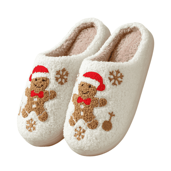 BERANMEY Christmas Reindeer Slippers for Womens Mens Plush Warm Santa Claus Slippers Fuzzy House Slippers Christmas Gifts For Girls Women Girlfriend