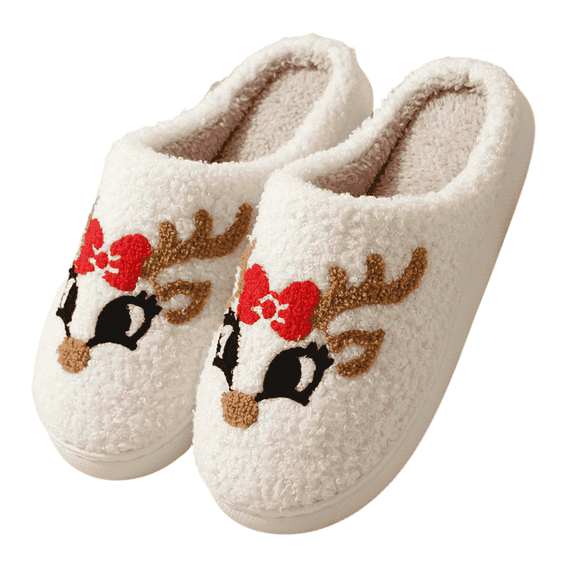 BERANMEY Christmas Slippers for Womens Plush Warm Cute Slippers Womens Mens Fuzzy House Slippers Christmas Gifts For Girls Women Girlfriend