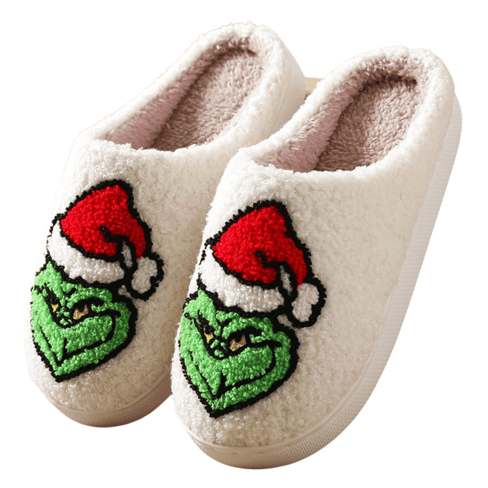 BERANMEY Christmas Reindeer Slippers for Womens Mens Plush Warm Santa ...