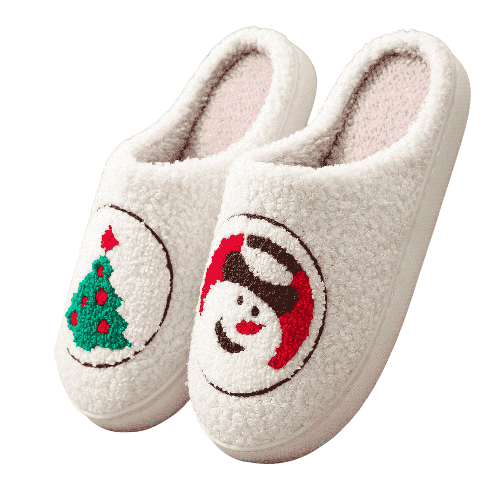 BERANMEY Christmas Reindeer Slippers for Womens Mens Plush Warm Santa ...
