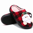 thumbnail image 1 of BERANMEY Christmas Slippers for Women and Men Black Red Plaid Santa Claus Pattern House Slippers with Plush Lining & Thick Sole Festive His & Hers Indoor Home Shoes, 1 of 9