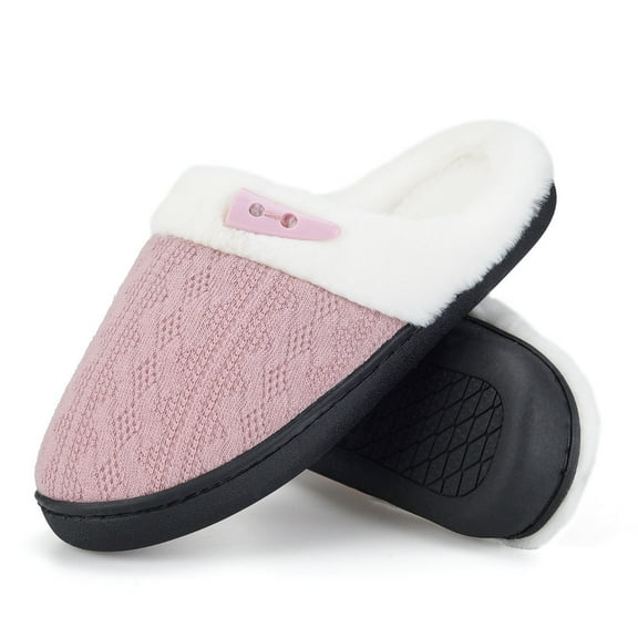 BERANMEY Comfy Slippers for Women Indoor Fluffy Women's Slip on Fuzzy House Slippers Memory Foam Slippers Scuff Outdoor Indoor Warm Plush Bedroom Shoes with Faux Fur Lining