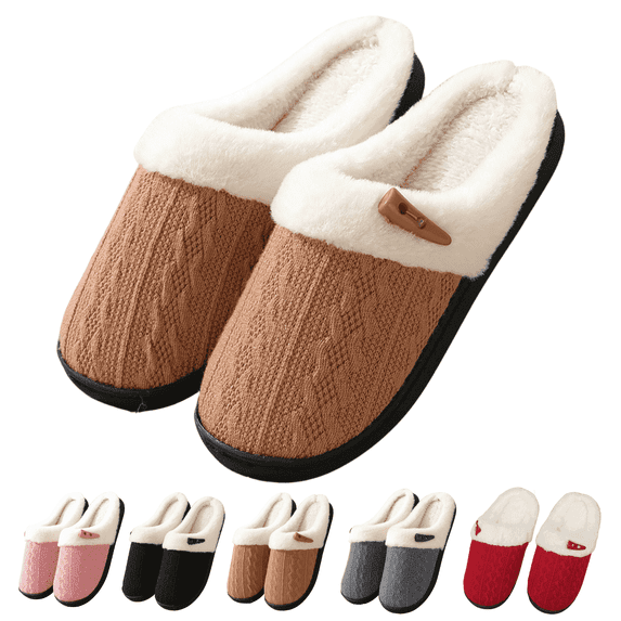 BERANMEY Comfy Slippers for Women Indoor Fluffy Women's Slip on Fuzzy House Slippers Memory Foam Slippers Scuff Outdoor Indoor Warm Plush Bedroom Shoes with Faux Fur Lining