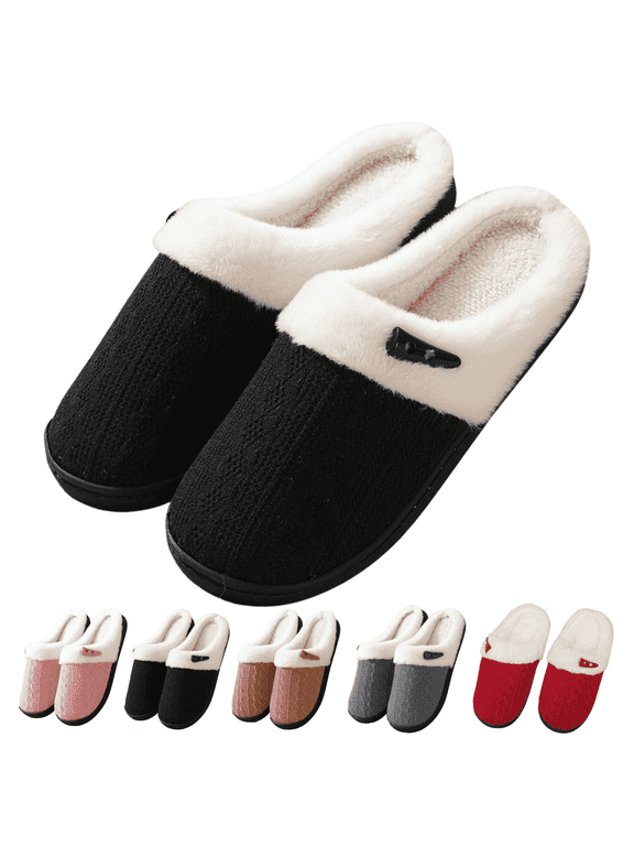 Comfy Slippers for Women Indoor Fluffy Women's Slip on Fuzzy House Slippers Memory Foam Slippers Scuff Outdoor Indoor Warm Plush Bedroom Shoes with Faux Fur Lining