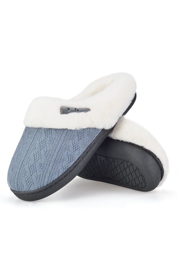 Comfy Slippers for Women Indoor Fluffy Women's Slip on Fuzzy House Slippers Memory Foam Slippers Scuff Outdoor Indoor Warm Plush Bedroom Shoes with Faux Fur Lining