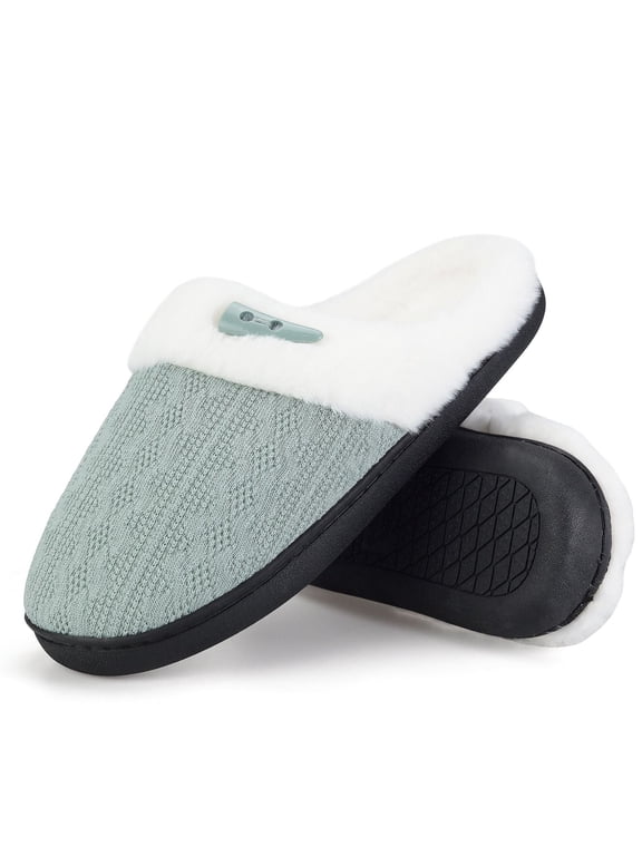 Comfy Slippers for Women Indoor Fluffy Women's Slip on Fuzzy House Slippers Memory Foam Slippers Scuff Outdoor Indoor Warm Plush Bedroom Shoes with Faux Fur Lining