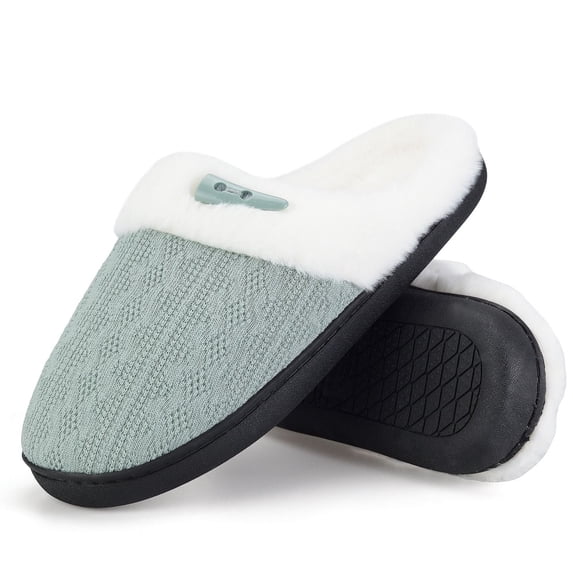 BERANMEY Comfy Slippers for Women Indoor Fluffy Women's Slip on Fuzzy House Slippers Memory Foam Slippers Scuff Outdoor Indoor Warm Plush Bedroom Shoes with Faux Fur Lining
