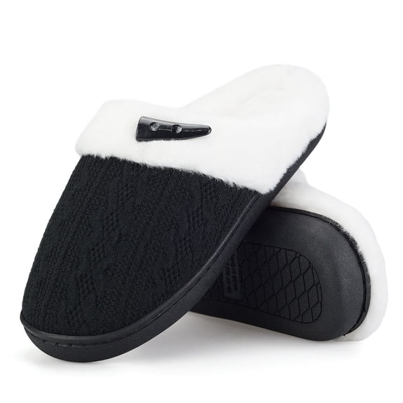 BERANMEY Comfy Slippers for Women Indoor Fluffy Women's Slip on Fuzzy House Slippers Memory Foam Slippers Scuff Outdoor Indoor Warm Plush Bedroom Shoes with Faux Fur Lining