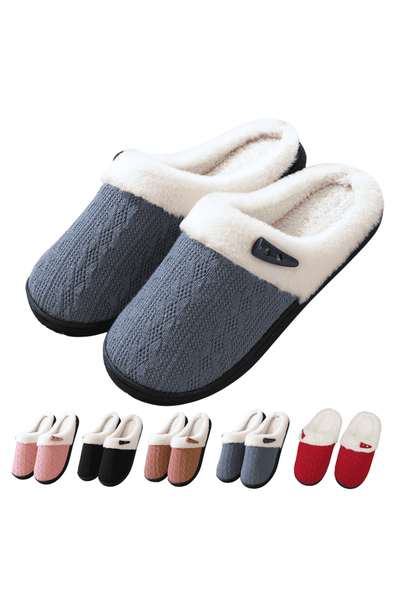 Comfy Slippers for Women Indoor Fluffy Women's Slip on Fuzzy House Slippers Memory Foam Slippers Scuff Outdoor Indoor Warm Plush Bedroom Shoes with Faux Fur Lining