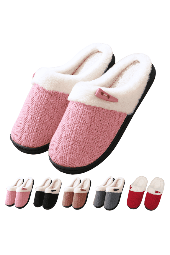 Comfy Slippers for Women Indoor Fluffy Women's Slip on Fuzzy House Slippers Memory Foam Slippers Scuff Outdoor Indoor Warm Plush Bedroom Shoes with Faux Fur Lining