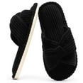 thumbnail image 1 of BERANMEY Comfy Slippers for Women Memory Foam House Bedroom Shoes Corduroy Bow Crossbands Slide Slipper Shoes Open Toe Slip On Sole Slippers SoftTrendy Gift Slippers, 1 of 9