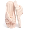 thumbnail image 1 of BERANMEY Comfy Slippers for Women Memory Foam House Bedroom Shoes Corduroy Bow Crossbands Slide Slipper Shoes Open Toe Slip On Sole Slippers SoftTrendy Gift Slippers, 1 of 10