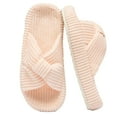 thumbnail image 1 of BERANMEY Comfy Slippers for Women Memory Foam House Bedroom Shoes Corduroy Bow Crossbands Slide Slipper Shoes Open Toe Slip On Sole Slippers SoftTrendy Gift Slippers, 1 of 6
