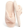 thumbnail image 1 of BERANMEY Comfy Slippers for Women Memory Foam House Bedroom Shoes Corduroy Bow Crossbands Slide Slipper Shoes Open Toe Slip On Sole Slippers SoftTrendy Gift Slippers, 1 of 9
