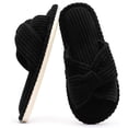 thumbnail image 1 of BERANMEY Comfy Slippers for Women Memory Foam House Bedroom Shoes Corduroy Bow Crossbands Slide Slipper Shoes Open Toe Slip On Sole Slippers SoftTrendy Gift Slippers, 1 of 10