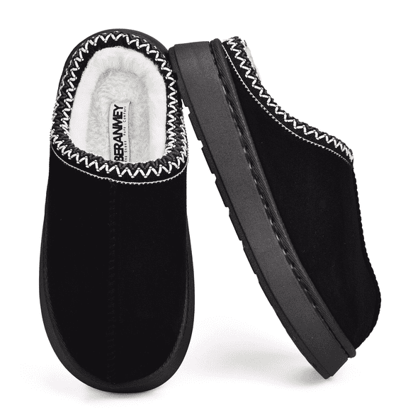 BERANMEY Cozy Platform Fuzzy Slippers for Women and Men Short Ankle Slippers with Anti-Slip Sole Lined with Warm Furry Perfect for Indoor & Outdoor Use