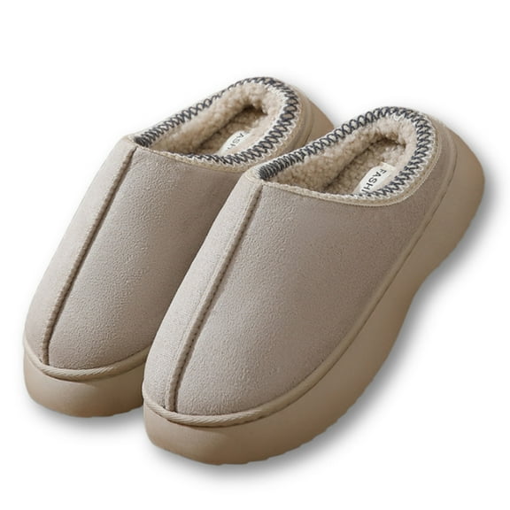 BERANMEY Cozy Platform Fuzzy Slippers for Women and Men Short Ankle Slippers with Anti-Slip Sole Lined with Warm Furry Perfect for Indoor & Outdoor Use