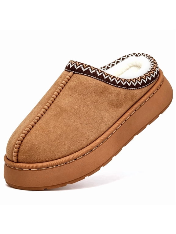 Cozy Platform Fuzzy Slippers for Women and Men Short Ankle Slippers with Anti-Slip Sole Lined with Warm Furry Perfect for Indoor & Outdoor Use