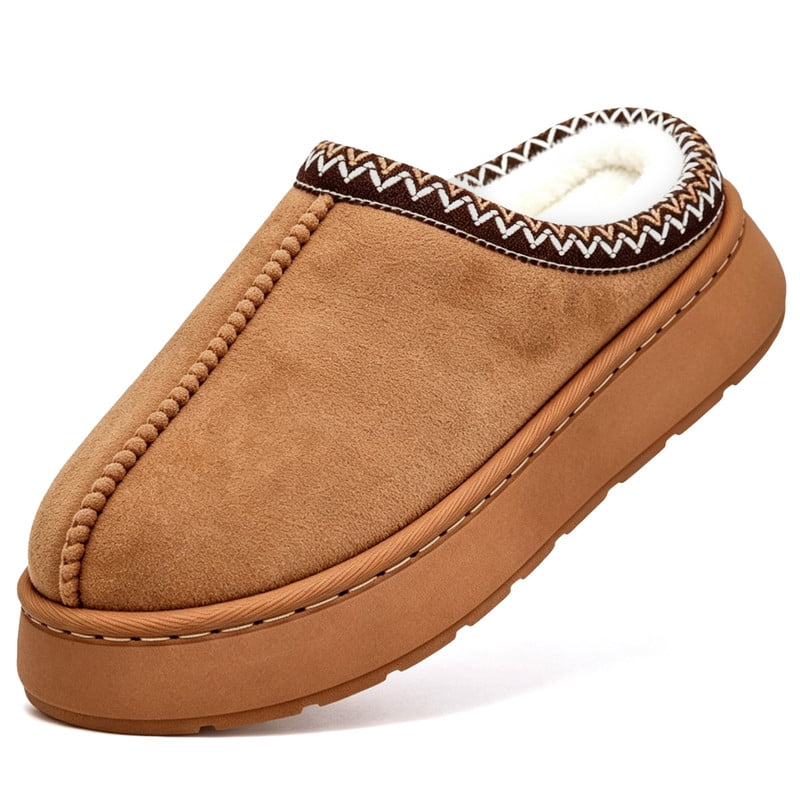 Cozy Platform Fuzzy Slippers for Women and Men Short Ankle Slippers with Anti-Slip Sole Lined with Warm Furry Perfect for Indoor & Outdoor Use