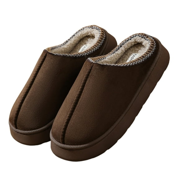 BERANMEY Cozy Platform Fuzzy Slippers for Women and Men Short Ankle Slippers with Anti-Slip Sole Lined with Warm Furry Perfect for Indoor & Outdoor Use