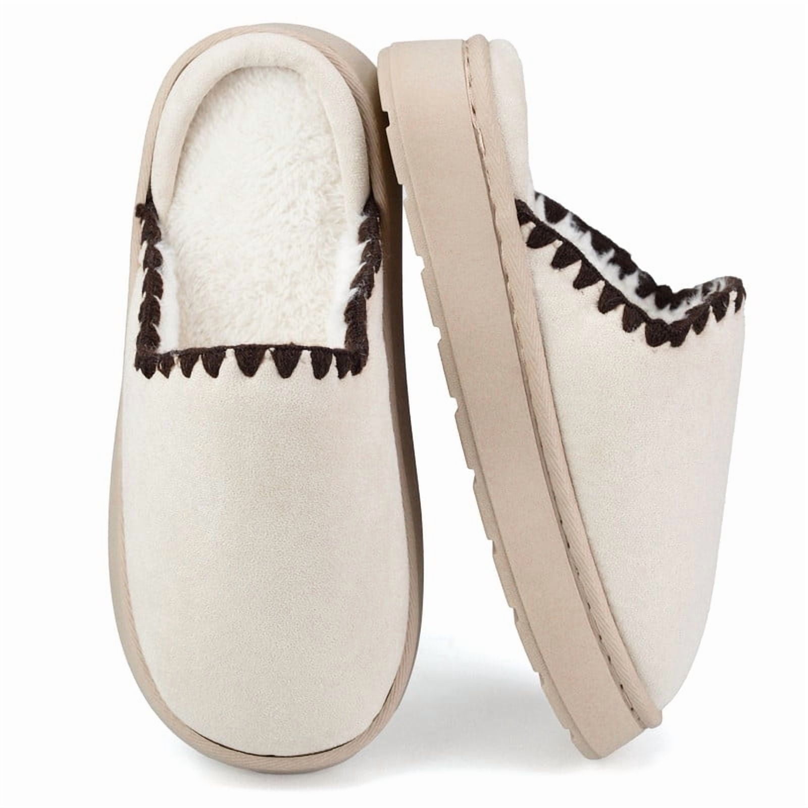 BERANMEY Genuine Suede Fuzzy Platform Slippers – Anti-Slip Comfort