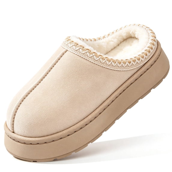 BERANMEY Cozy Platform Fuzzy Slippers for Women and Men Short Ankle Slippers with Anti-Slip Sole Lined with Warm Furry Perfect for Indoor & Outdoor Use