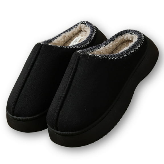 BERANMEY Cozy Platform Fuzzy Slippers for Women and Men Short Ankle Slippers with Anti-Slip Sole Lined with Warm Furry Perfect for Indoor & Outdoor Use
