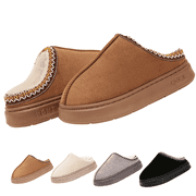 BERANMEY Cozy Platform Fuzzy Slippers for Women and Men Short Ankle Slippers with Anti-Slip Sole Lined with Warm Furry Perfect for Indoor & Outdoor Use