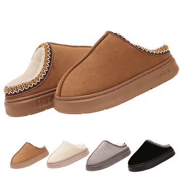 BERANMEY Cozy Platform Fuzzy Slippers for Women and Men Short Ankle Slippers with Anti-Slip Sole Lined with Warm Furry Perfect for Indoor & Outdoor Use