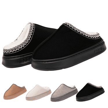 BERANMEY Cozy Platform Fuzzy Slippers for Women and Men Short Ankle Slippers with Anti-Slip Sole Lined with Warm Furry Perfect for Indoor & Outdoor Use