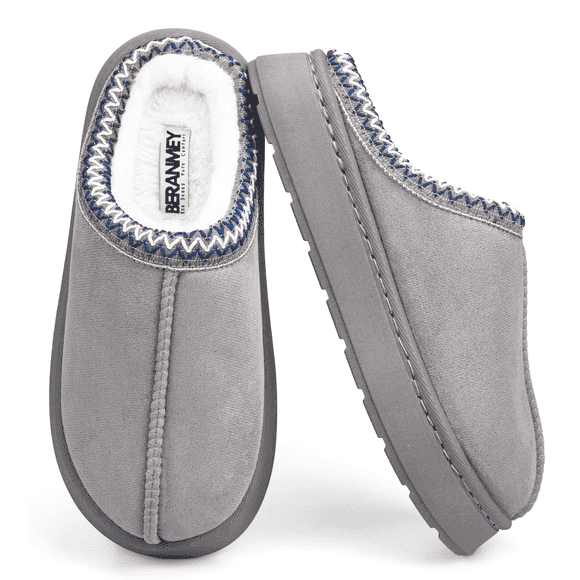 BERANMEY Cozy Platform Fuzzy Slippers for Women and Men Short Ankle Slippers with Anti-Slip Sole Lined with Warm Furry Perfect for Indoor & Outdoor Use