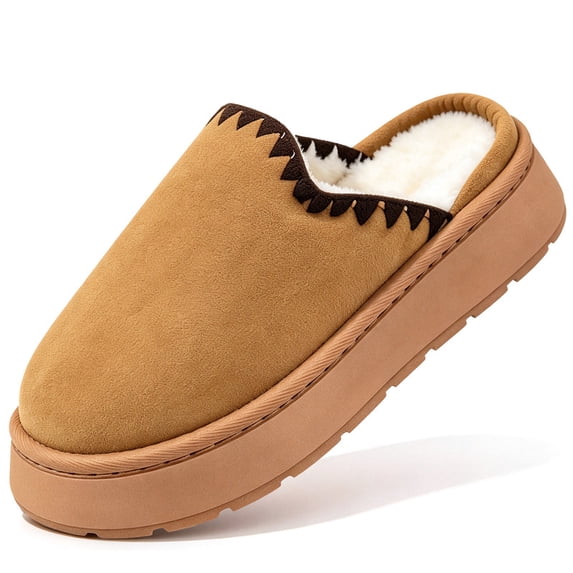 BERANMEY Cozy Platform Fuzzy Slippers for Women and Men Short Ankle Slippers with Anti-Slip Sole Lined with Warm Furry Perfect for Indoor & Outdoor Use