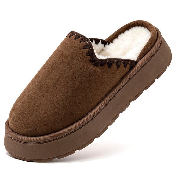 BERANMEY Cozy Platform Fuzzy Slippers for Women and Men Short Ankle Slippers with Anti-Slip Sole Lined with Warm Furry Perfect for Indoor & Outdoor Use