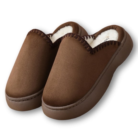 BERANMEY Cozy Platform Fuzzy Slippers for Women and Men Short Ankle Slippers with Anti-Slip Sole Lined with Warm Furry Perfect for Indoor & Outdoor Use
