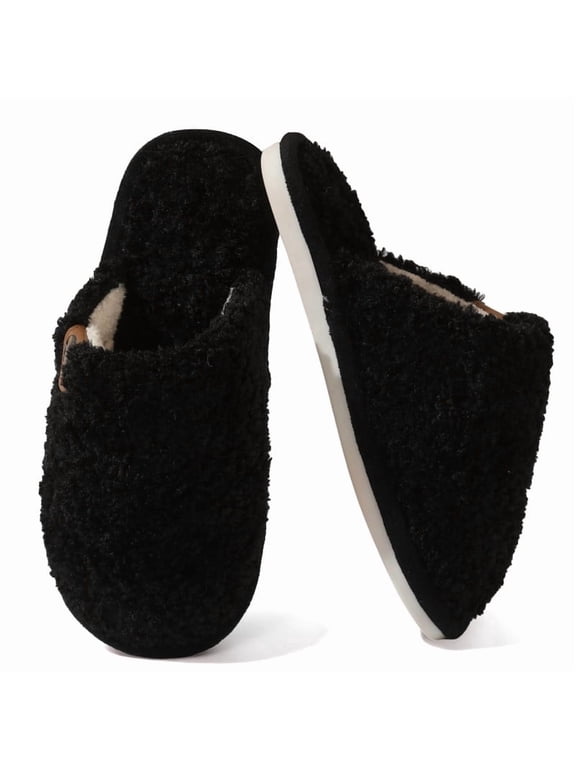 Cozy Slippers for Women Men Closed Toe Warm Womens Slippers with Fuzzy Lining Plush Soft Cozy House Slippers Shoes Slip-on Non slip Sole Comfortable for Indoor Bedroom Living Room