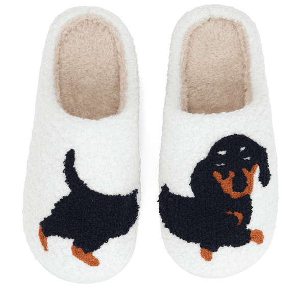 BERANMEY Cute Animal Puppy Butterfly Dogs Slippers for Women Perfect Soft Plush Comfy Warm Slip-On Slippers fo Women Indoor Fluffy House Slippers for Women and Men Non-slip Fuzzy Flat Slides