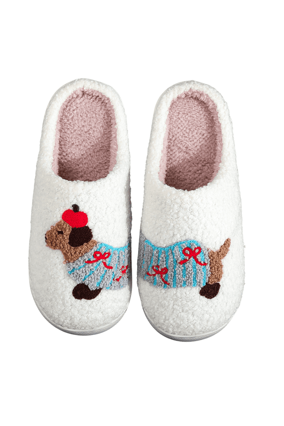 Cute Animal Puppy Butterfly Dogs Slippers for Women Perfect Soft Plush Comfy Warm Slip-On Slippers fo Women Indoor Fluffy House Slippers for Women and Men Non-slip Fuzzy Flat Slides