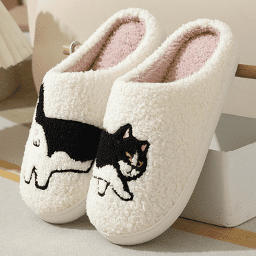 BERANMEY Cute Animal Puppy Butterfly Dogs Slippers for Women Perfect Soft Plush Comfy Warm Slip-On Slippers fo Women Indoor Fluffy House Slippers for Women and Men Non-slip Fuzzy Flat Slides
