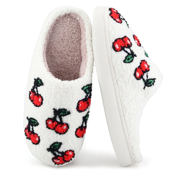 BERANMEY Cute Cartoon Slippers for Women Soft Plush Comfy Warm Slip-On Couple Slippers fo Women Indoor Fluffy House Slippers for Women and Men Non-slip Fuzzy Flat Slides