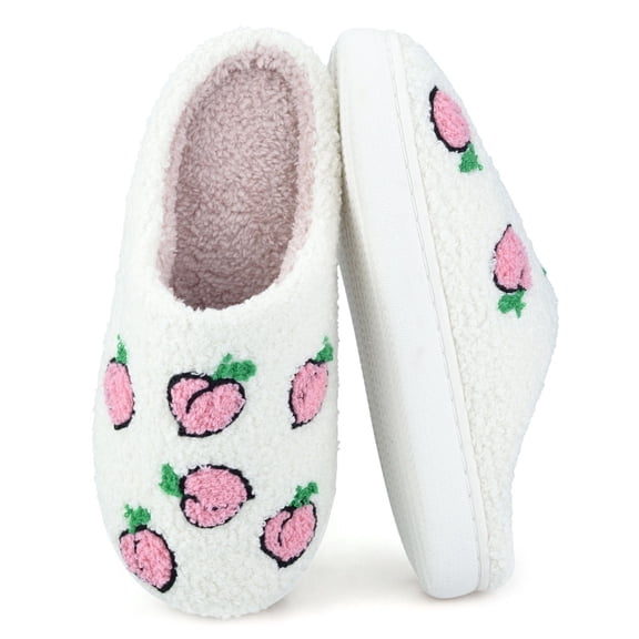 BERANMEY Cute Cartoon Slippers for Women Soft Plush Comfy Warm Slip-On Couple Slippers fo Women Indoor Fluffy House Slippers for Women and Men Non-slip Fuzzy Flat Slides