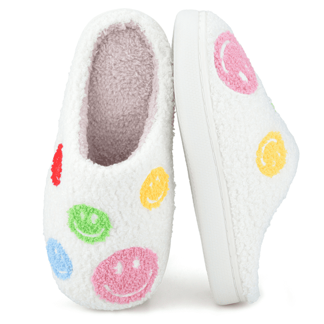 BERANMEY Cute Cartoon Flower Slippers for Women Soft Plush Comfy Warm Slip-On Couple Slippers fo Women Indoor Fluffy House Slippers for Women and Men Non-slip Fuzzy Flat Slides