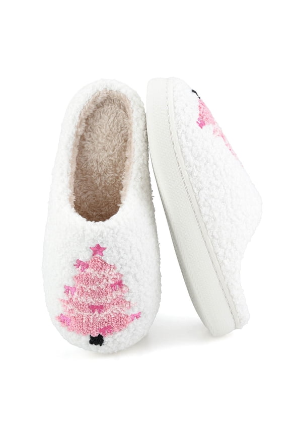 Cute Christmas Slippers for Women & Men Plush Fuzzy Holiday House Slippers Warm Cozy Family Matching Slippers Non-Slip Sole Great Christmas Gift