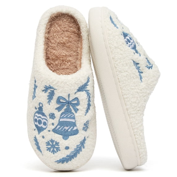 BERANMEY Cute Christmas Slippers for Women & Men Plush Fuzzy Holiday House Slippers Warm Cozy Family Matching Slippers Non-Slip Sole Great Christmas Gift