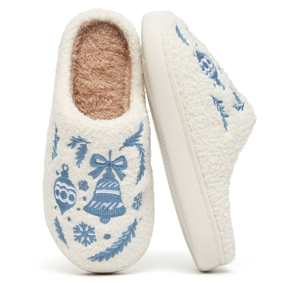 BERANMEY Cute Christmas Slippers for Women & Men Plush Fuzzy Holiday House Slippers Warm Cozy Family Matching Slippers Non-Slip Sole Great Christmas Gift