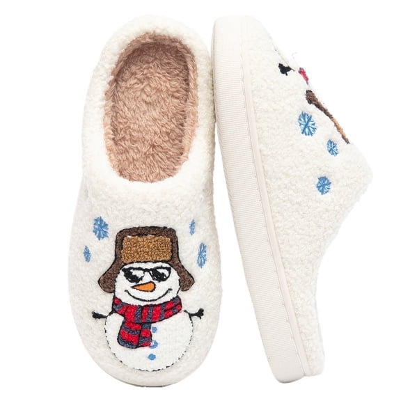 BERANMEY Cute Christmas Slippers for Women & Men Plush Fuzzy Holiday House Slippers Warm Cozy Family Matching Slippers Non-Slip Sole Great Christmas Gift
