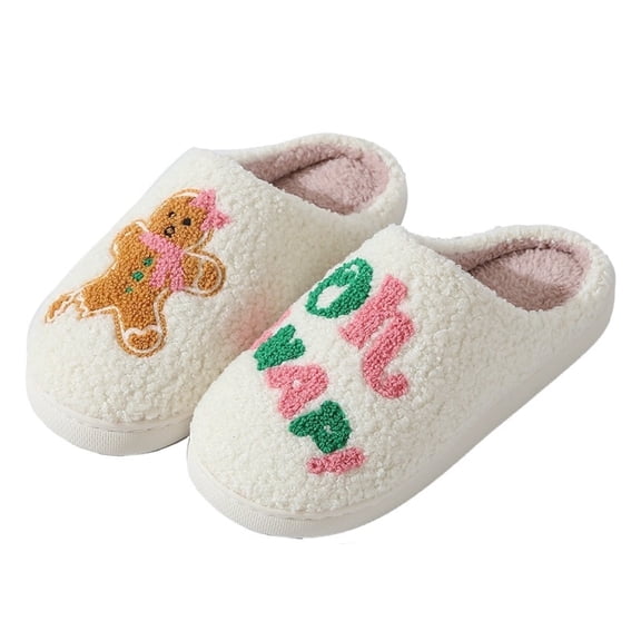 BERANMEY Cute Christmas Slippers for Women & Men Plush Fuzzy Holiday House Slippers Warm Cozy Family Matching Slippers Non-Slip Sole Great Christmas Gift